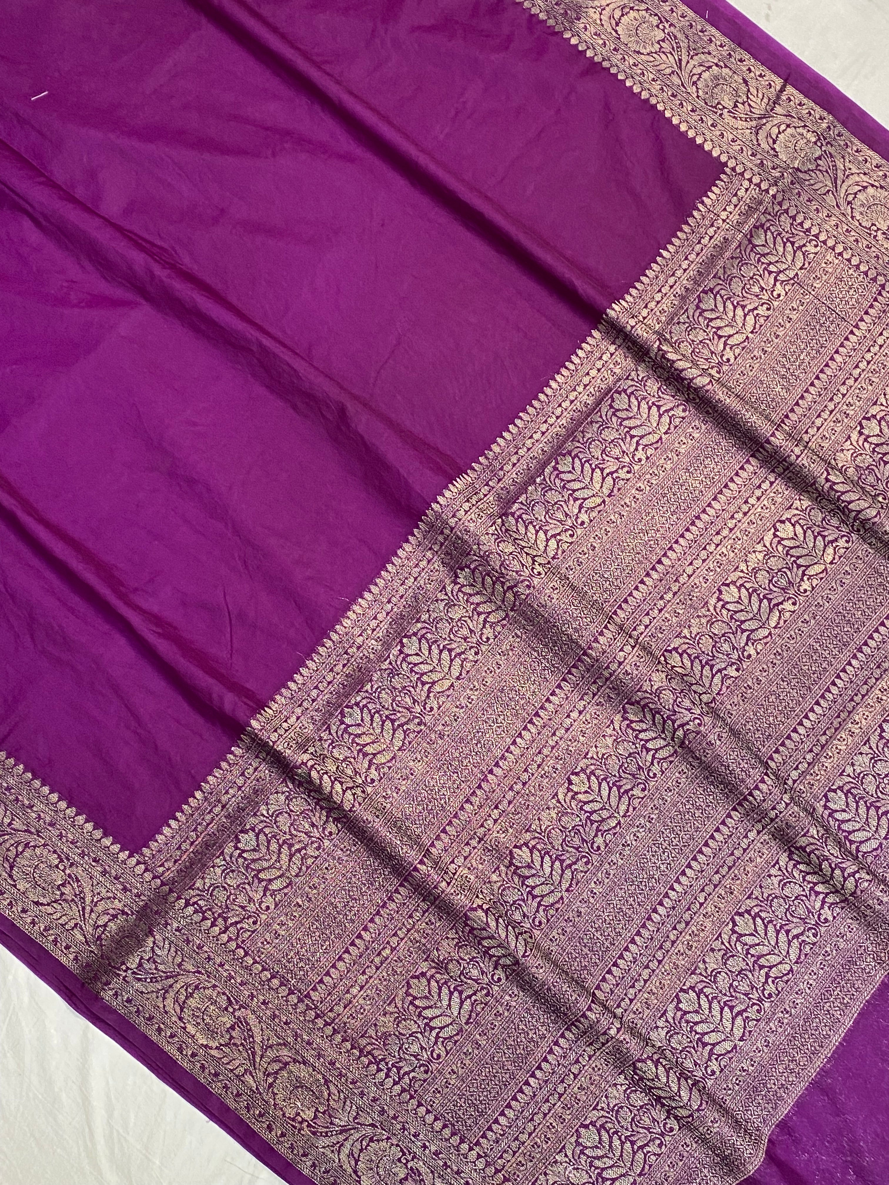 Magenta Georgette Saree with Antique Zari Border