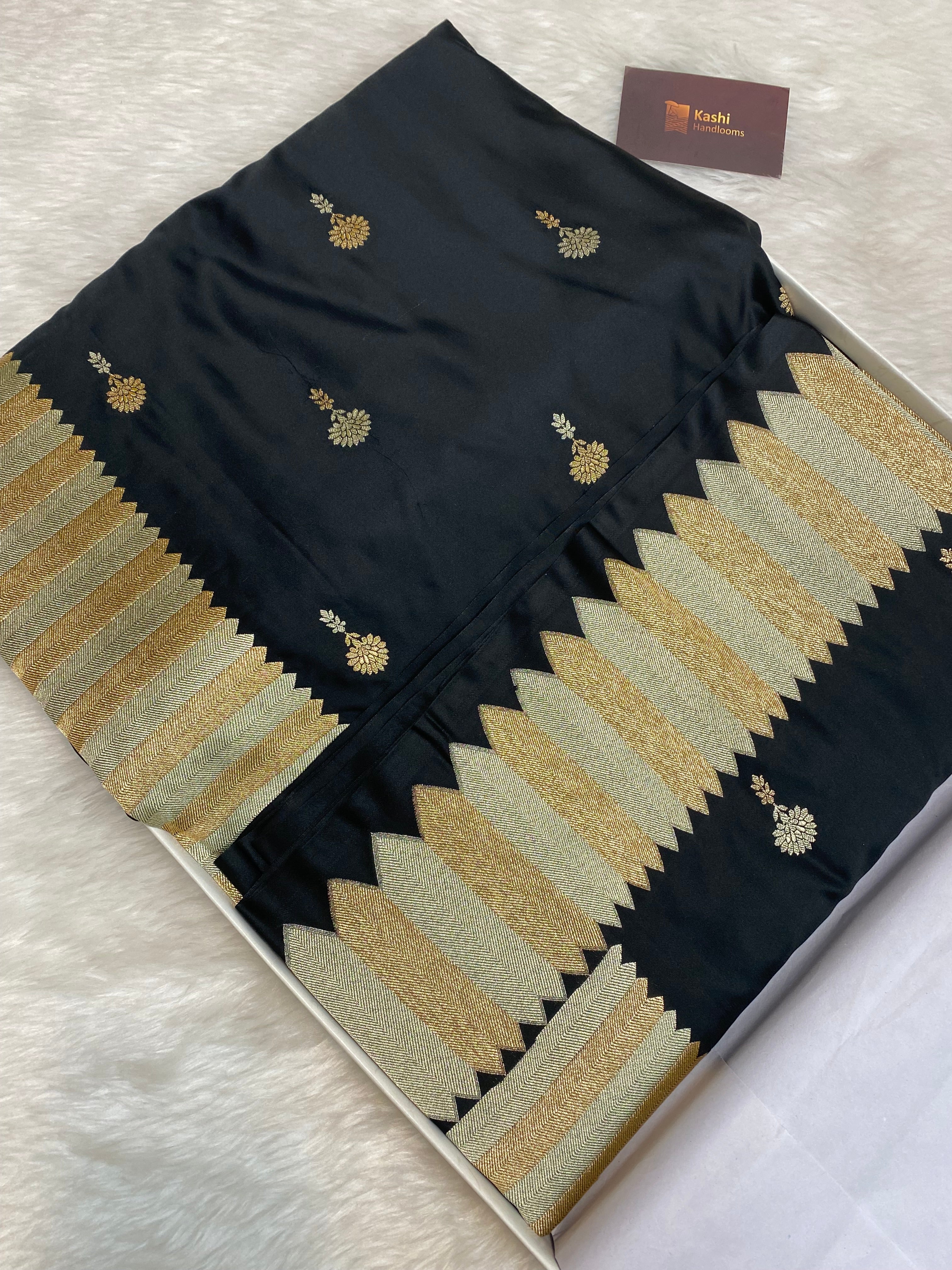 Black mashru silk banarasi saree