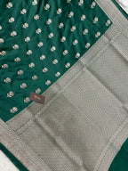 Bottle green mashru silk banarasi saree