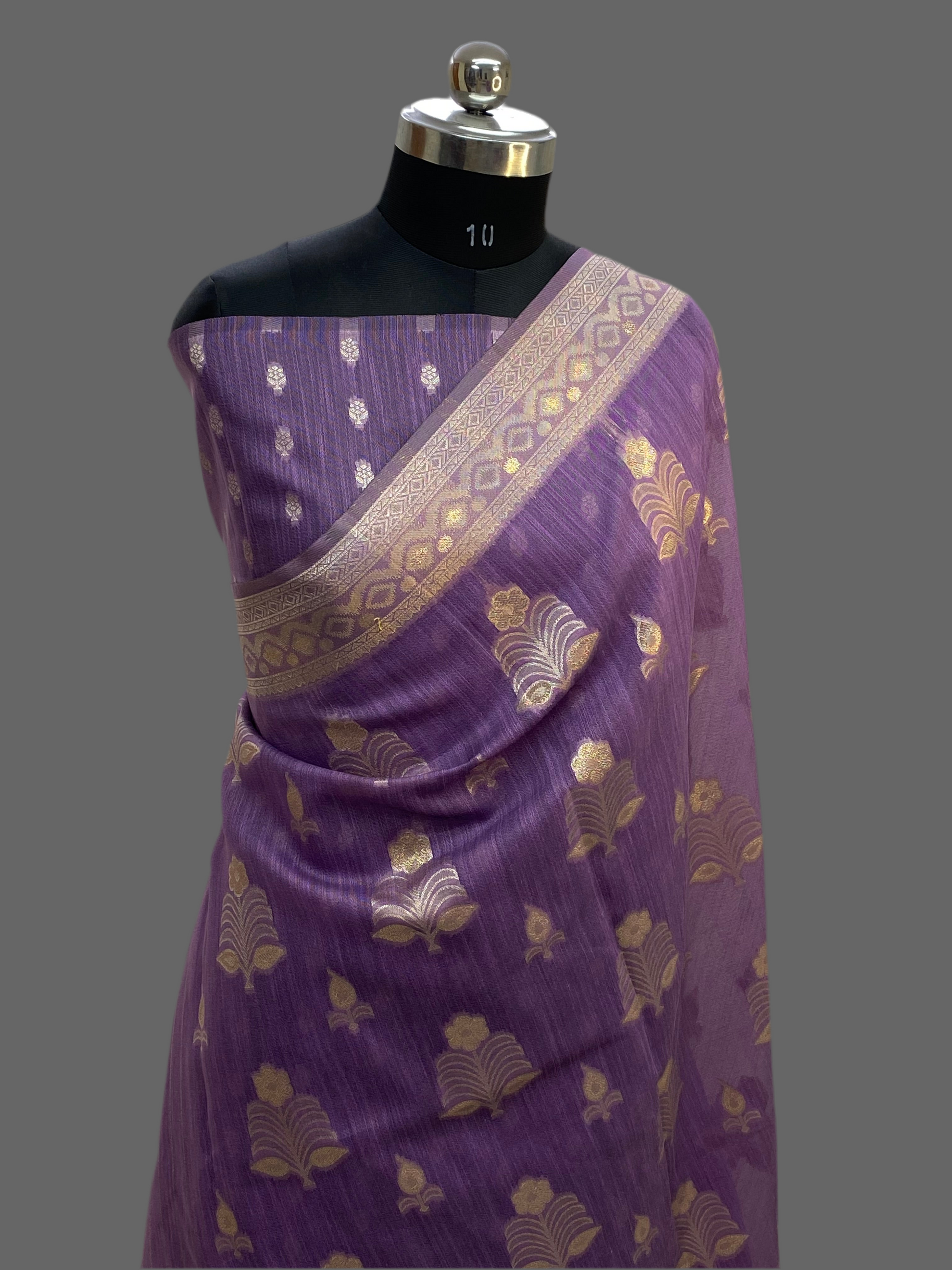 Lavender Cotton Alfi Banarasi Saree
