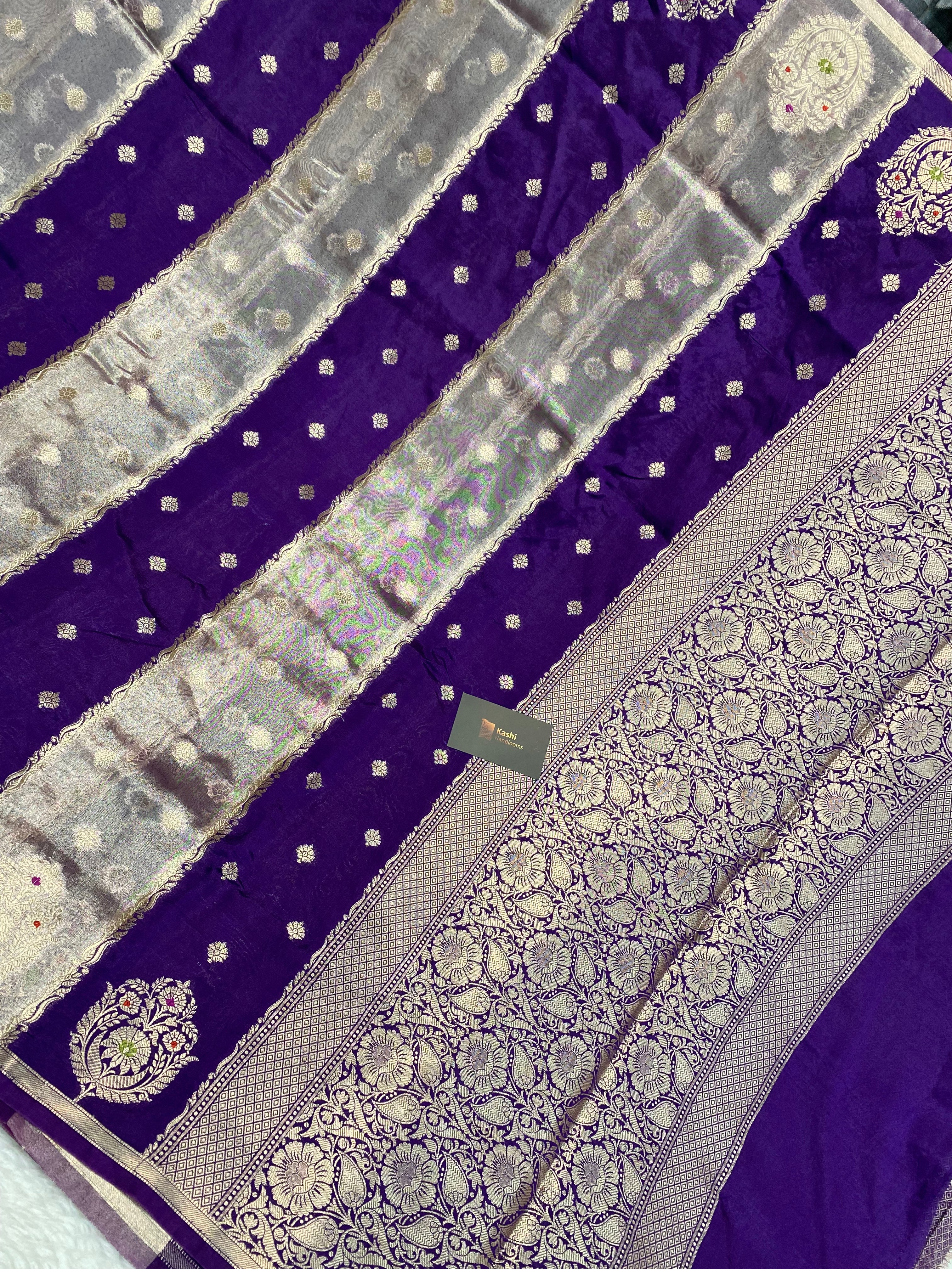 Purple tissue silk Banarasi saree