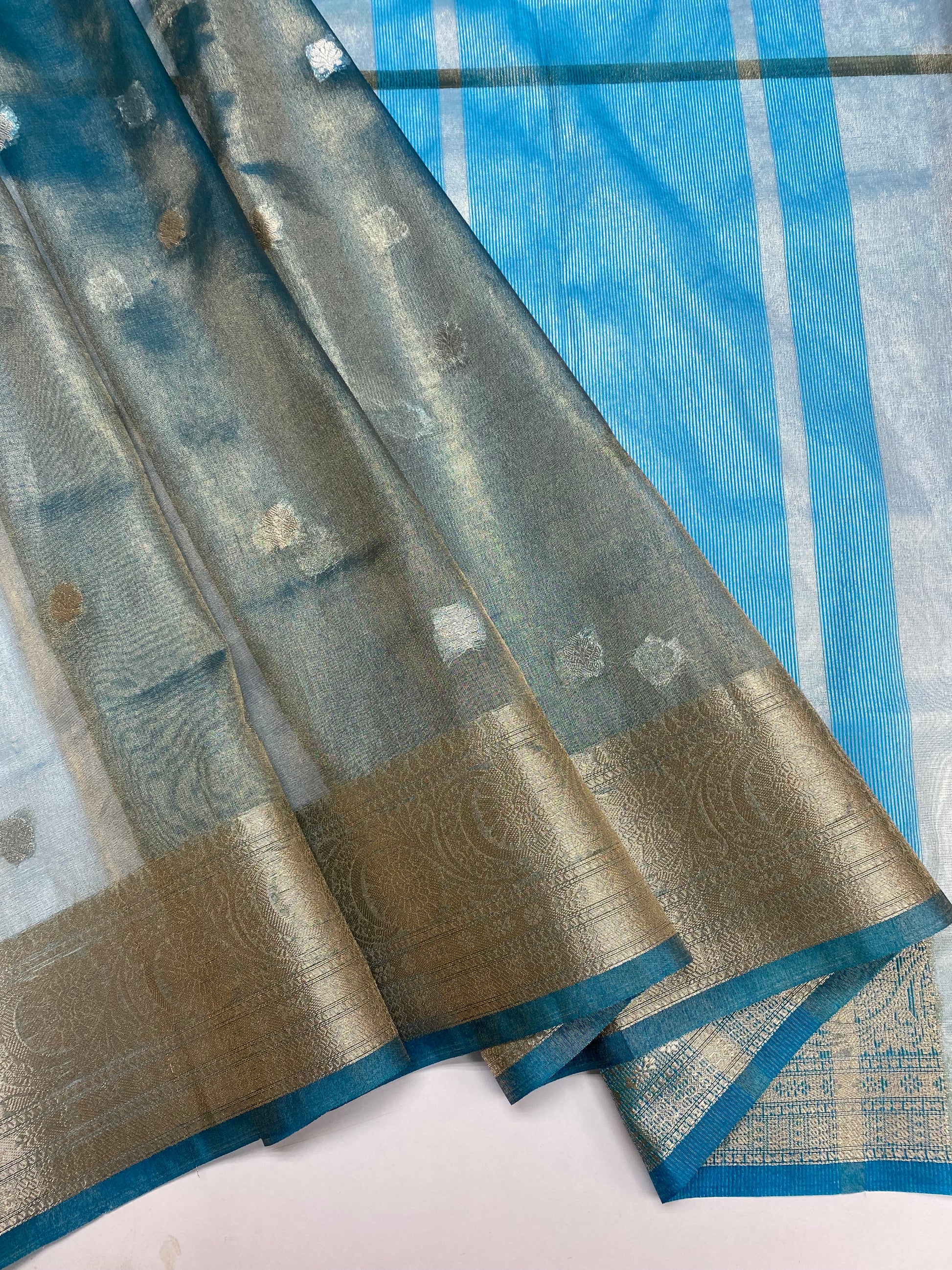 Sky Blue Tissue Silk Banarasi Saree