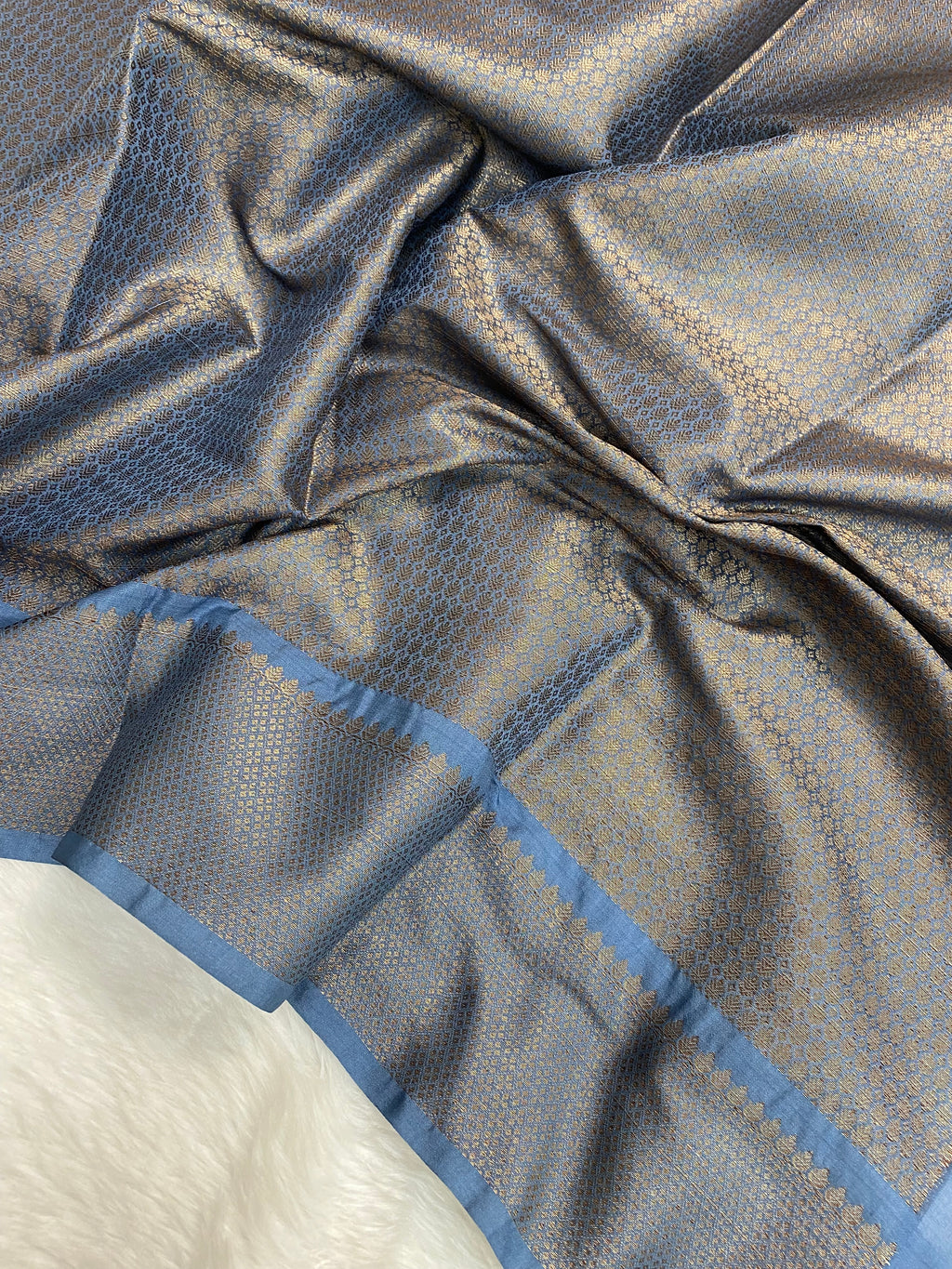 Steel Grey Semi Georgette Banarasi Saree