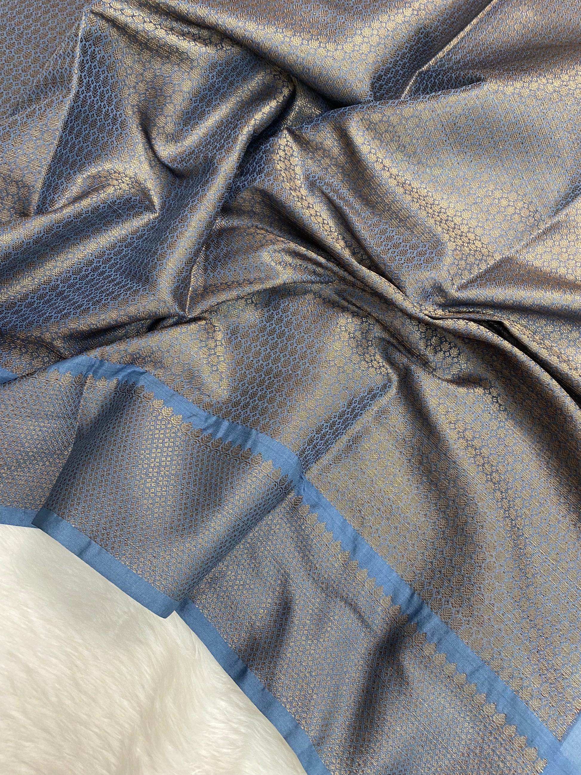 Steel Grey Semi Georgette Banarasi Saree