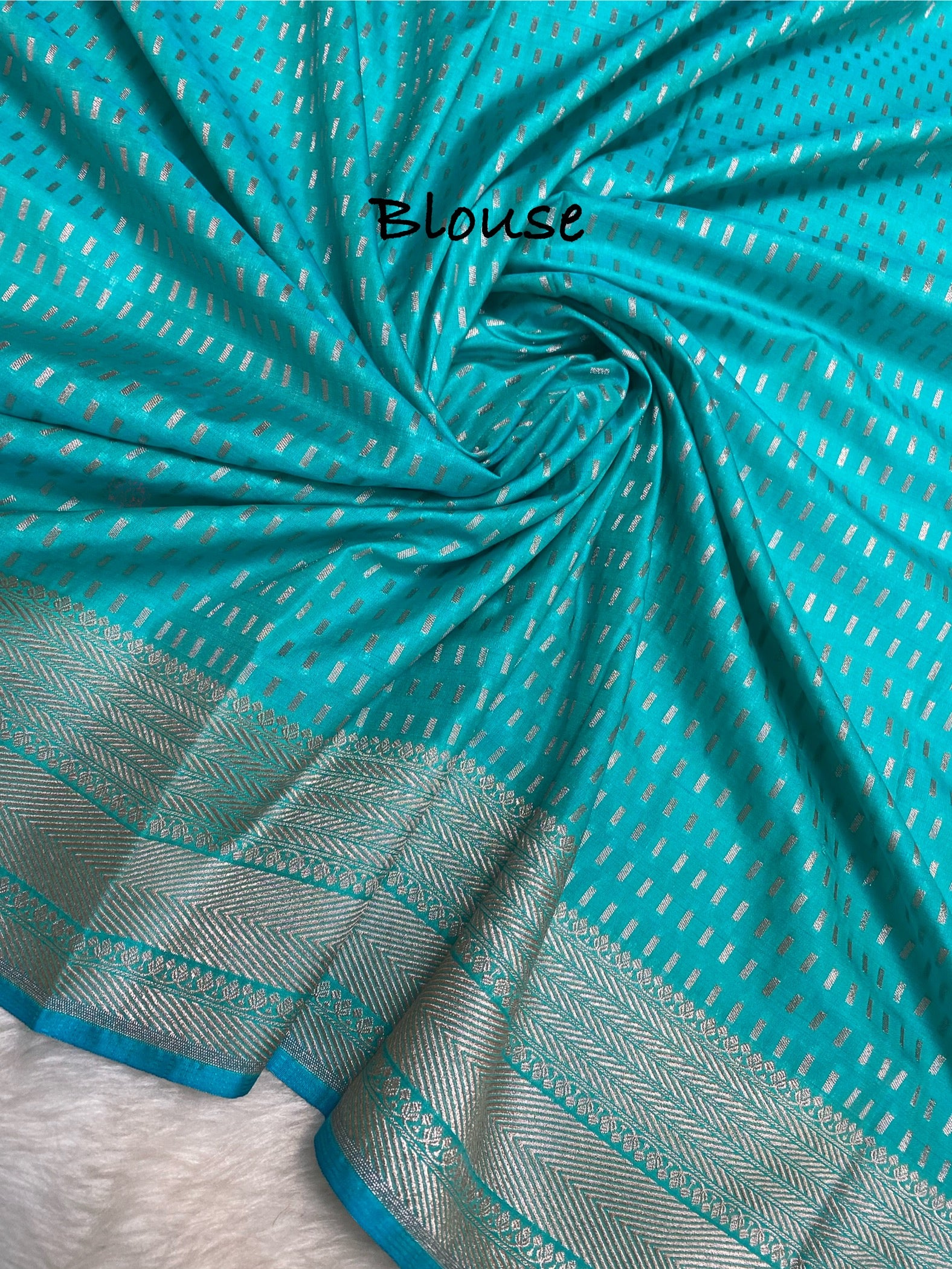 Sea green semi kataan Silk Banarasi Saree