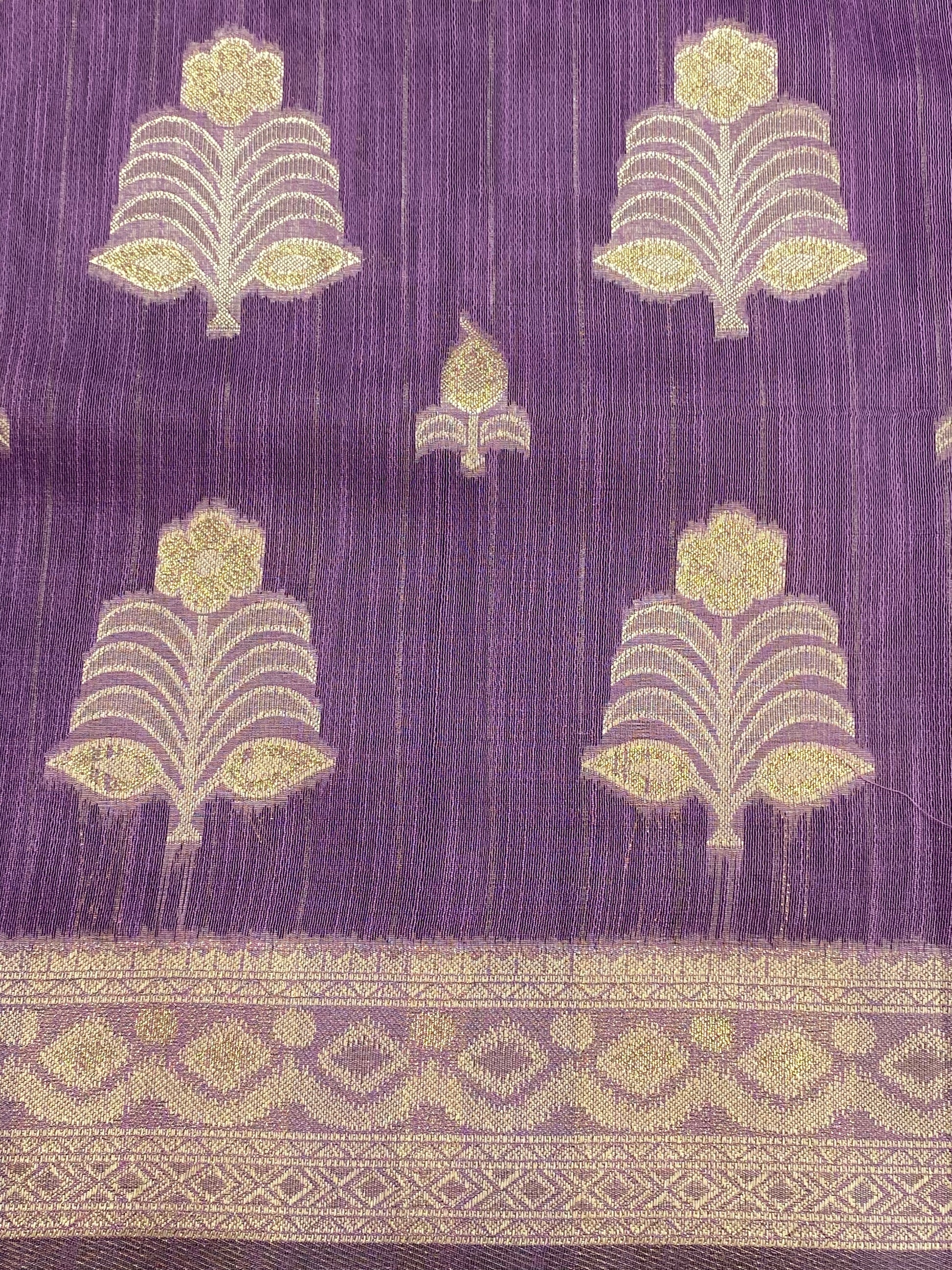 Lavender Cotton Alfi Banarasi Saree