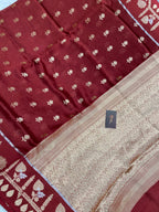 100% pure viscose maroon Banarasi saree
