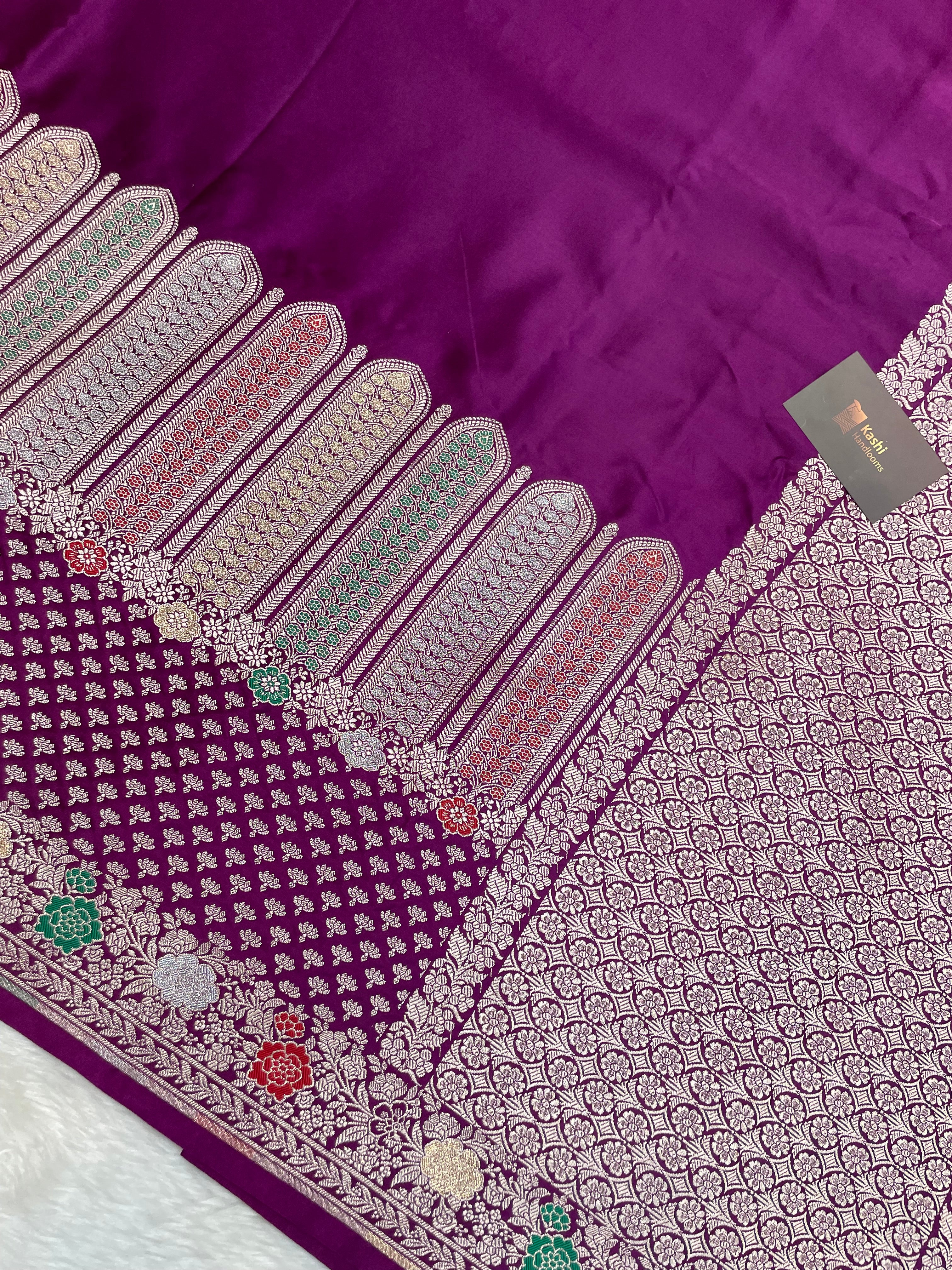 Magenta Mashru Silk Banarasi Saree