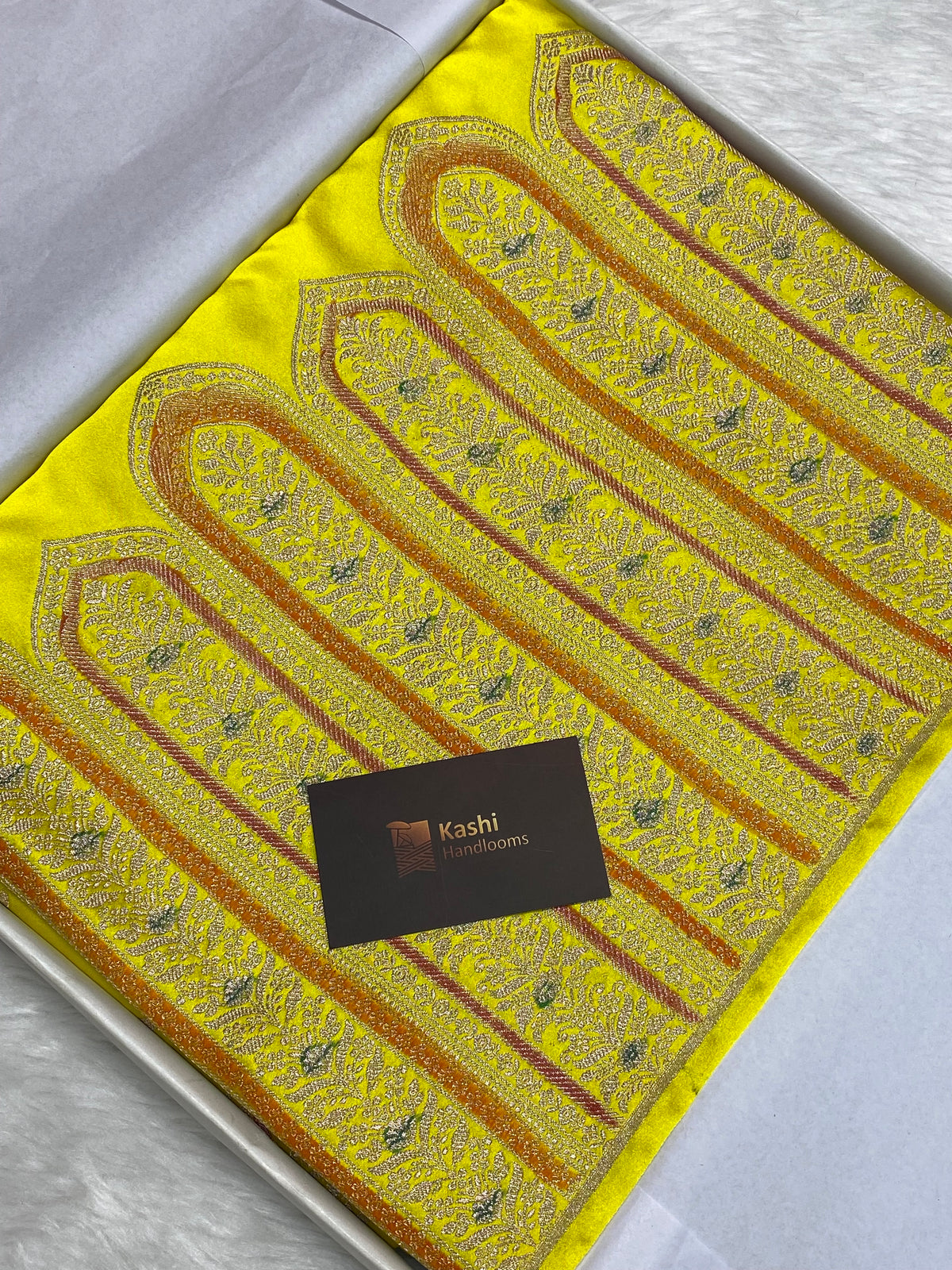 Light yellow mashru silk banarasi saree
