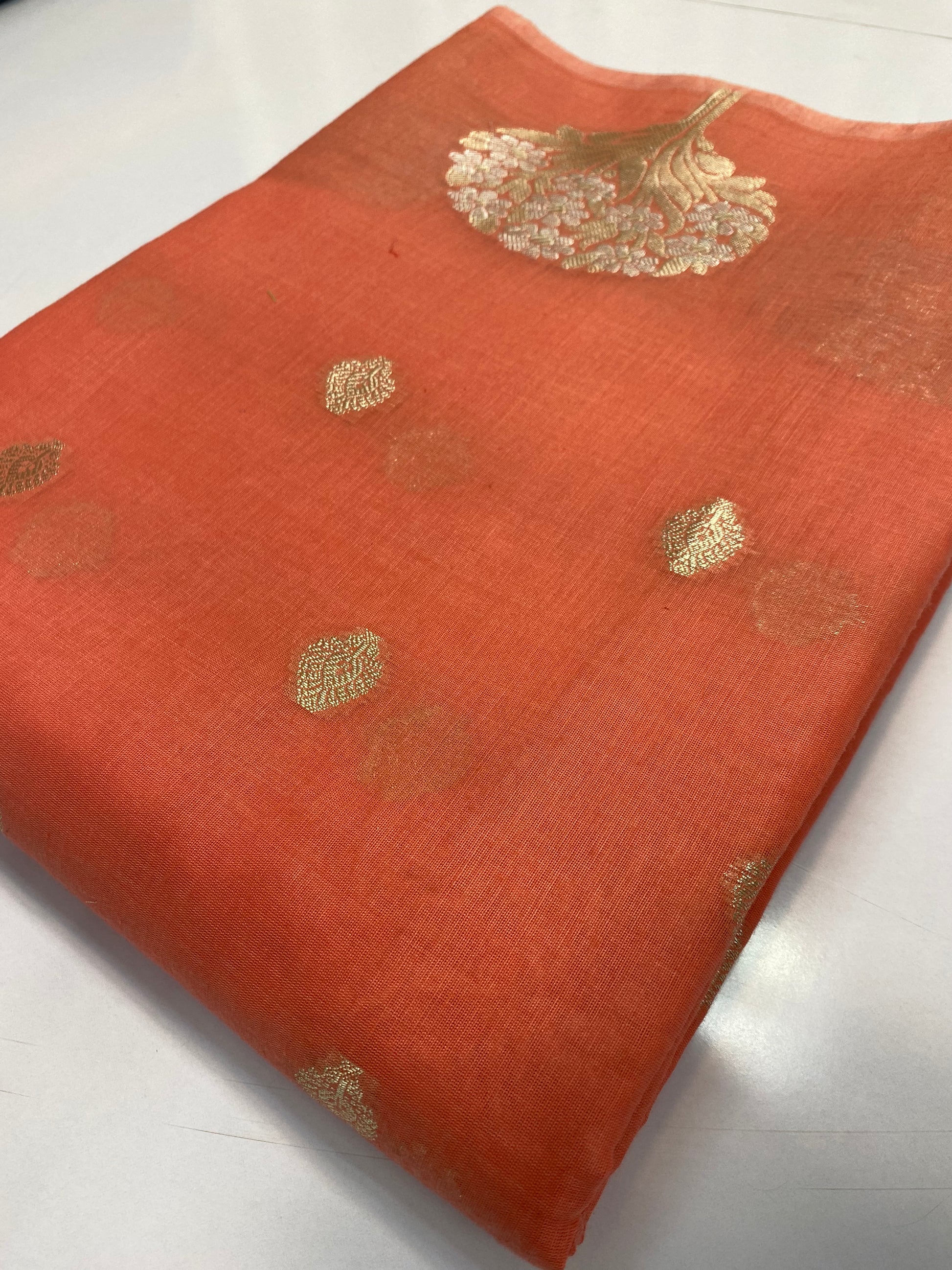 Peach Cotton Silk Banarasi Saree