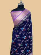 Navy Blue monga Silk minakari Banarasi Saree