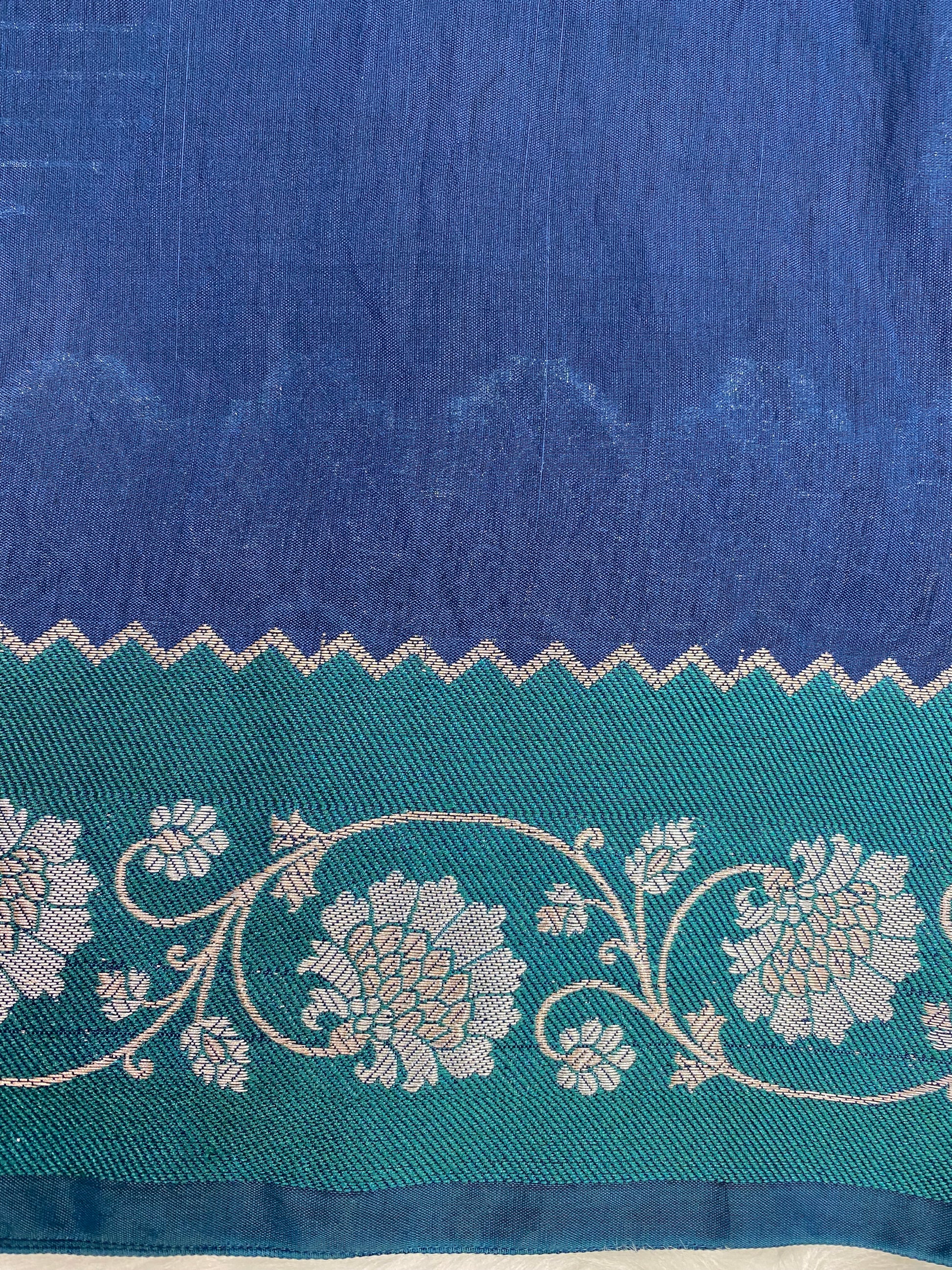 Jerman Blue Viscose Banarasi Saree