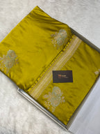 Lime mustards colour mashru silk banarasi saree