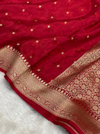 Pure viscose Red Color  Banarasi Saree
