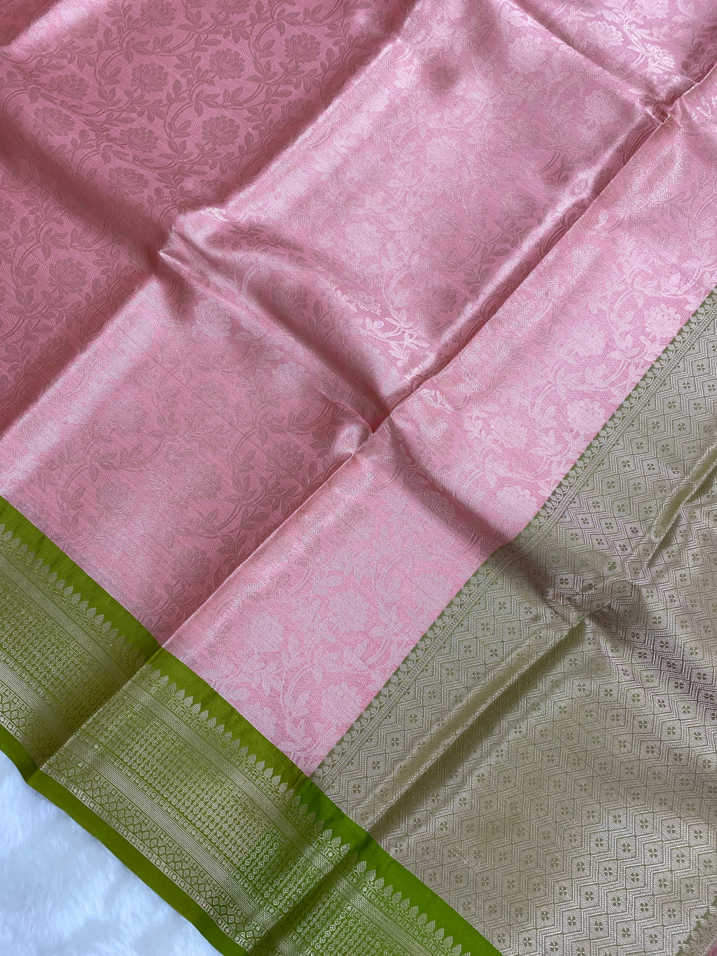 Peach Brocade Tissue Silk Banarasi Saree