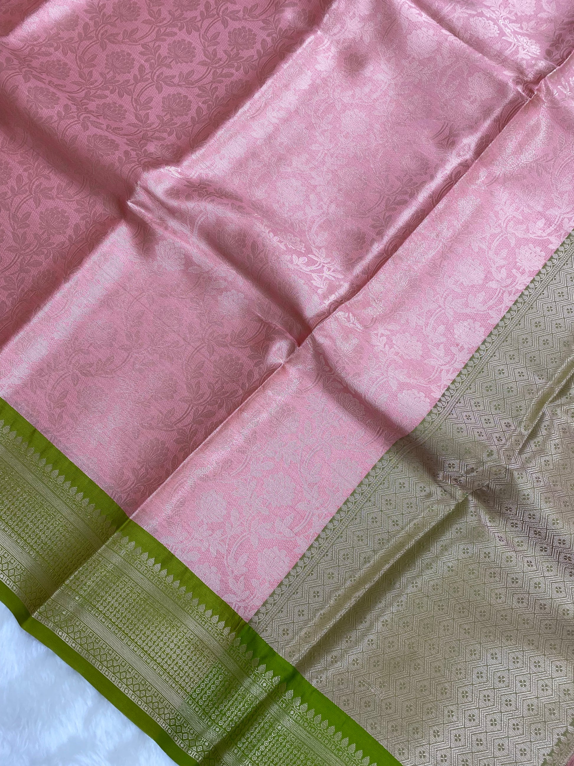 Peach Brocade Tissue Silk Banarasi Saree