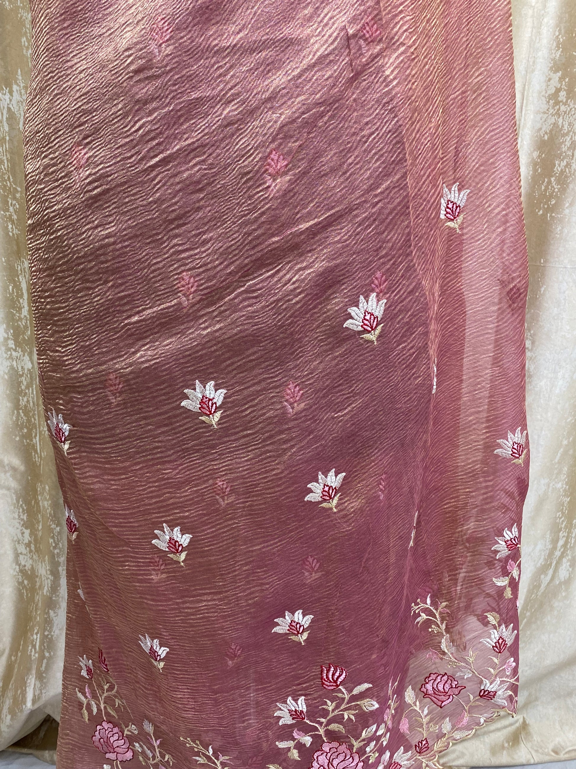 Pure Tissue Silk with hand cutwork Embroidery Banarasi Saree