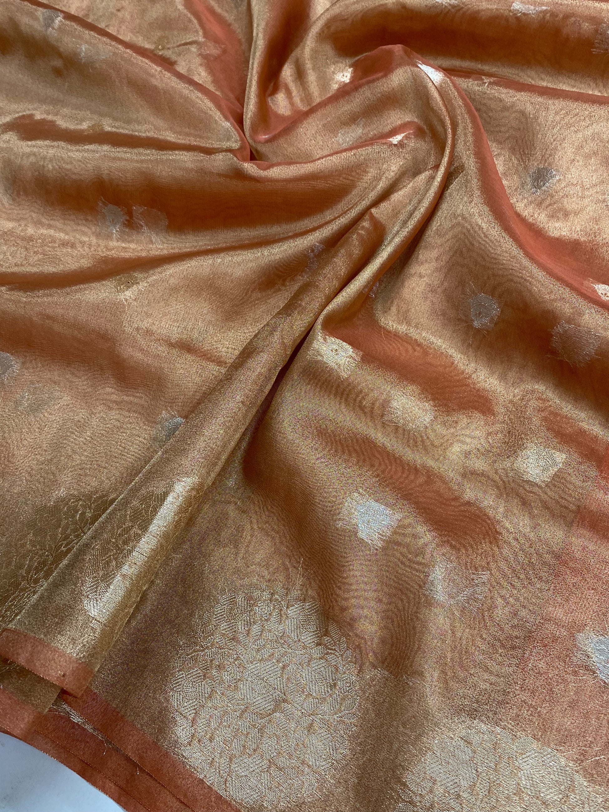 Peach Tissue Silk Banarasi Saree