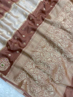 Brown Raw Mango Tissue Silk Banarasi Saree