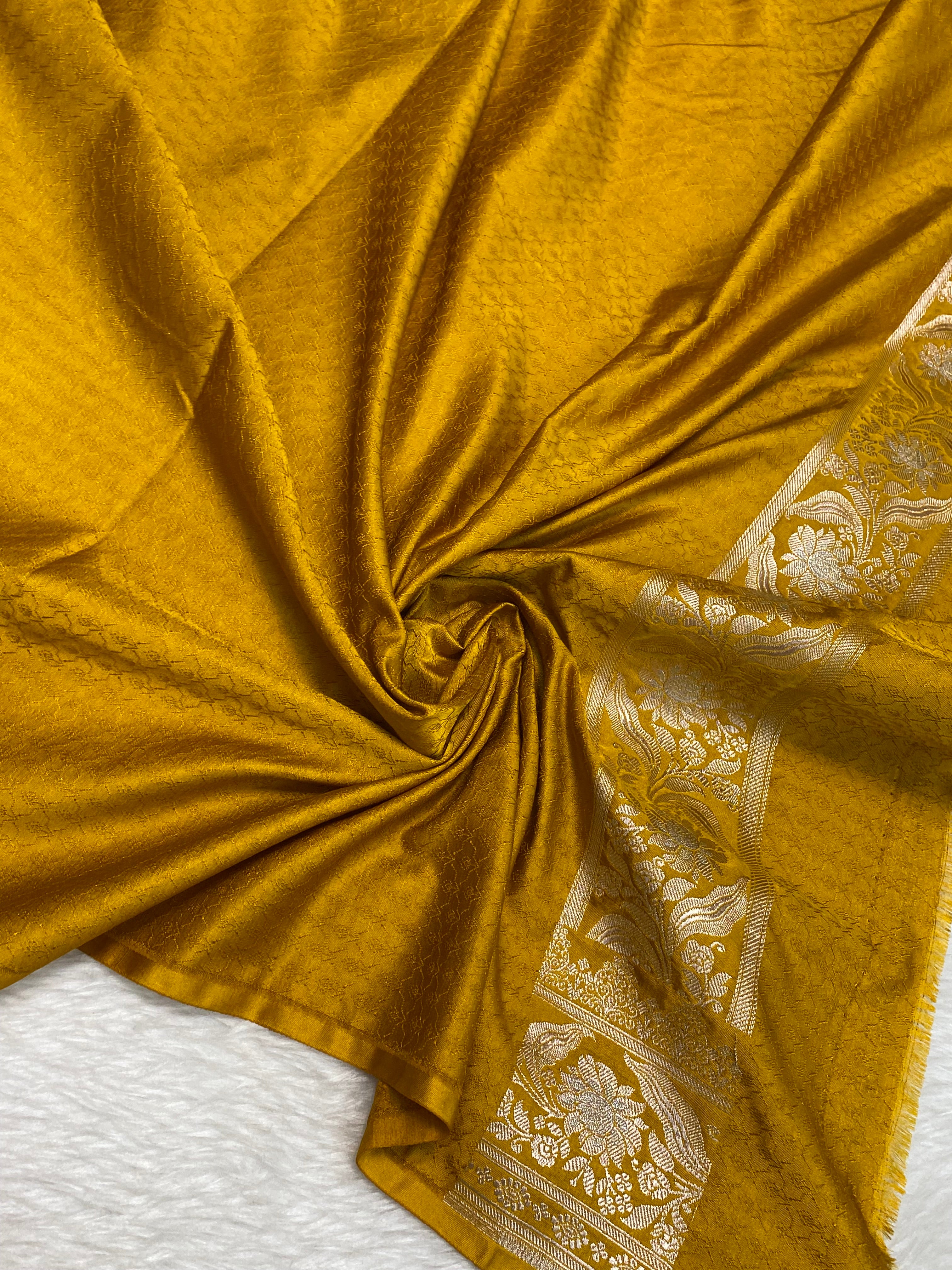 Mustard colour Mashru silk banarasi saree