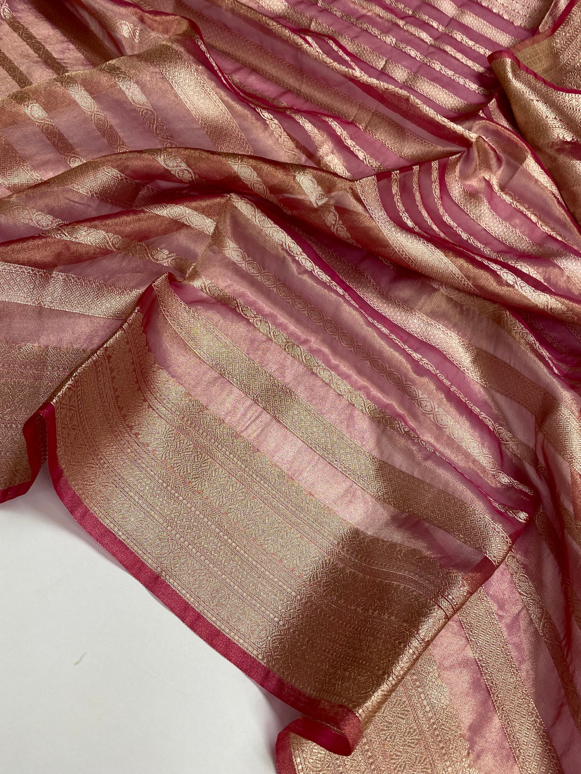 Dark Pink Tissue Silk Banarasi Saree