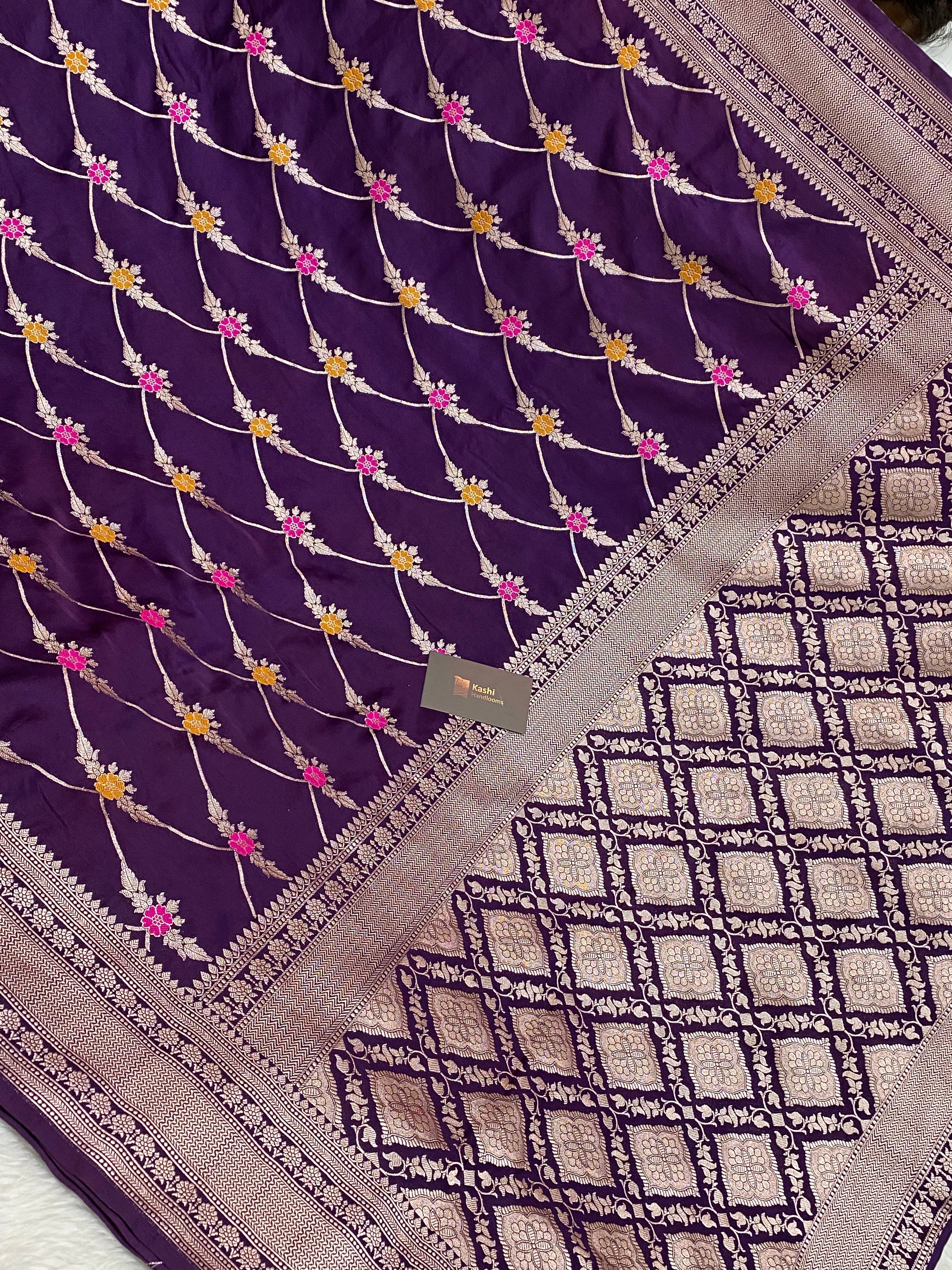 Purple Mashru Silk Banarasi Saree