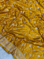 Mustard colour mashru silk banarasi saree