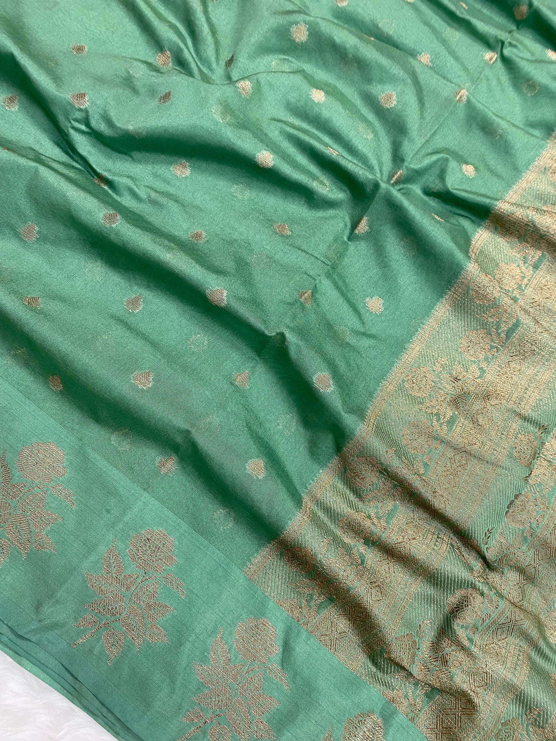 Sea Green Semi Georgette Banarasi Saree