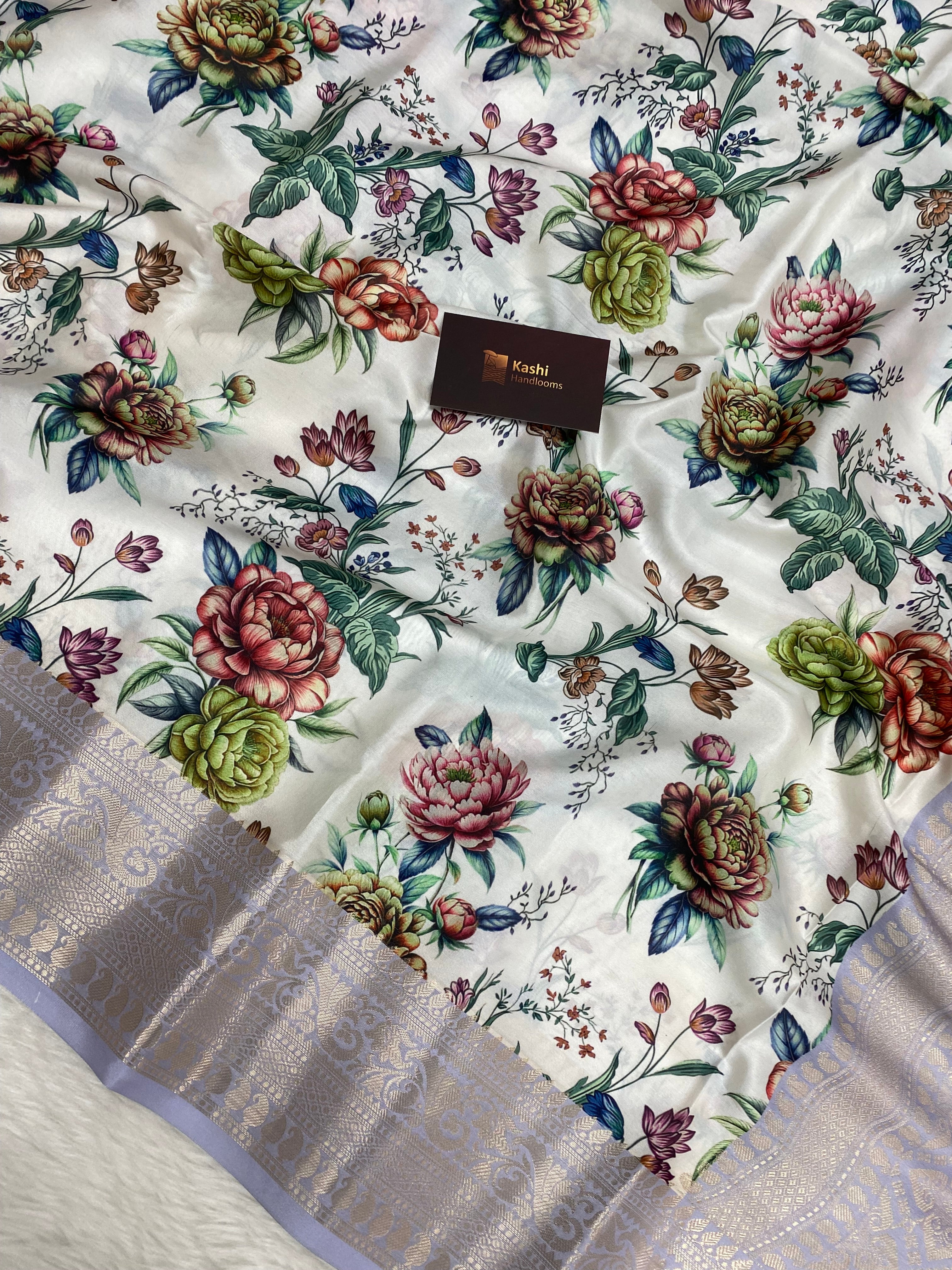 Semi silk digital print Banarasi saree