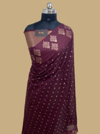 Wine gorgette silk banarasi saree