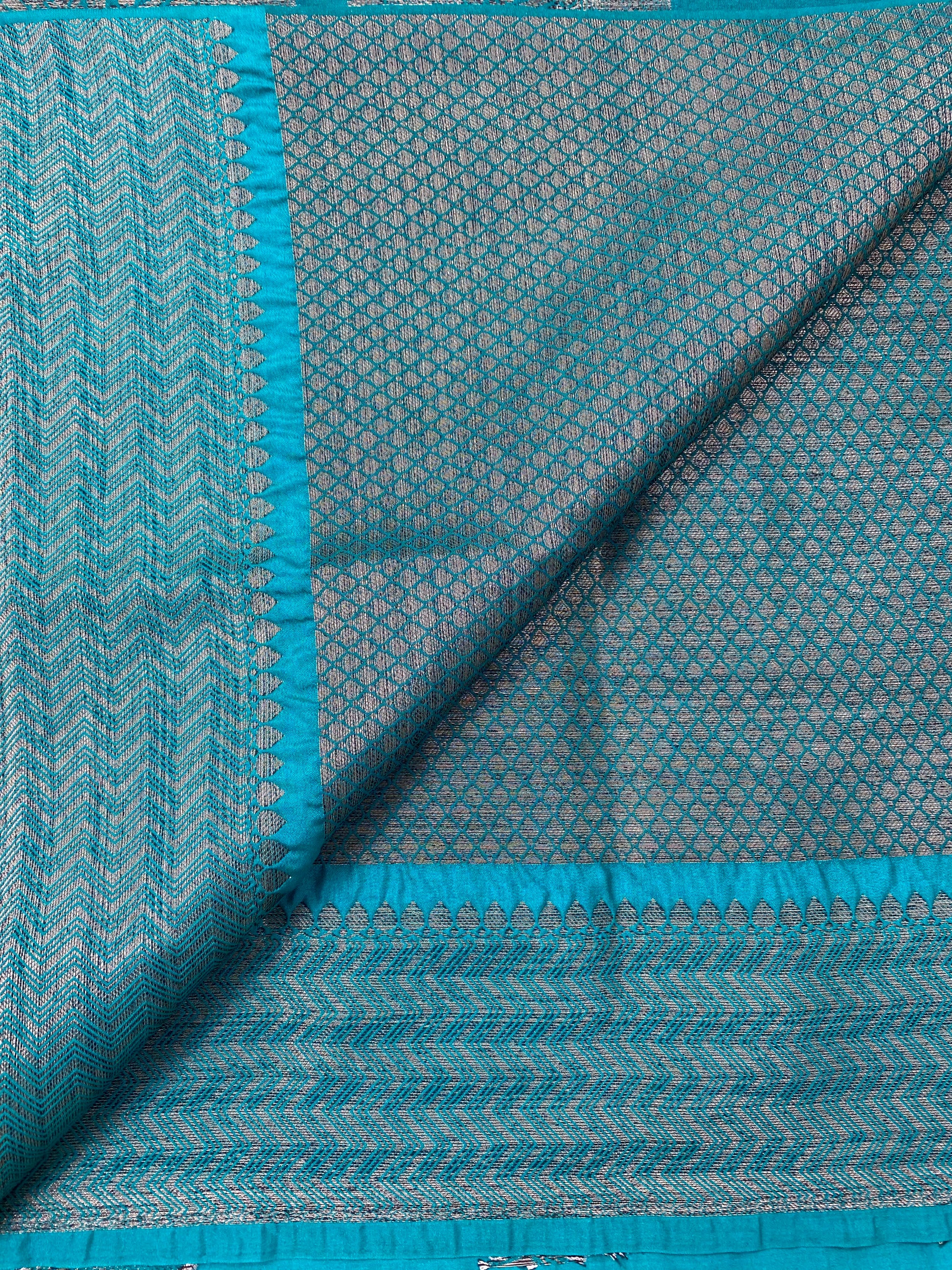 Teal Greem Georgette Banarasi Saree