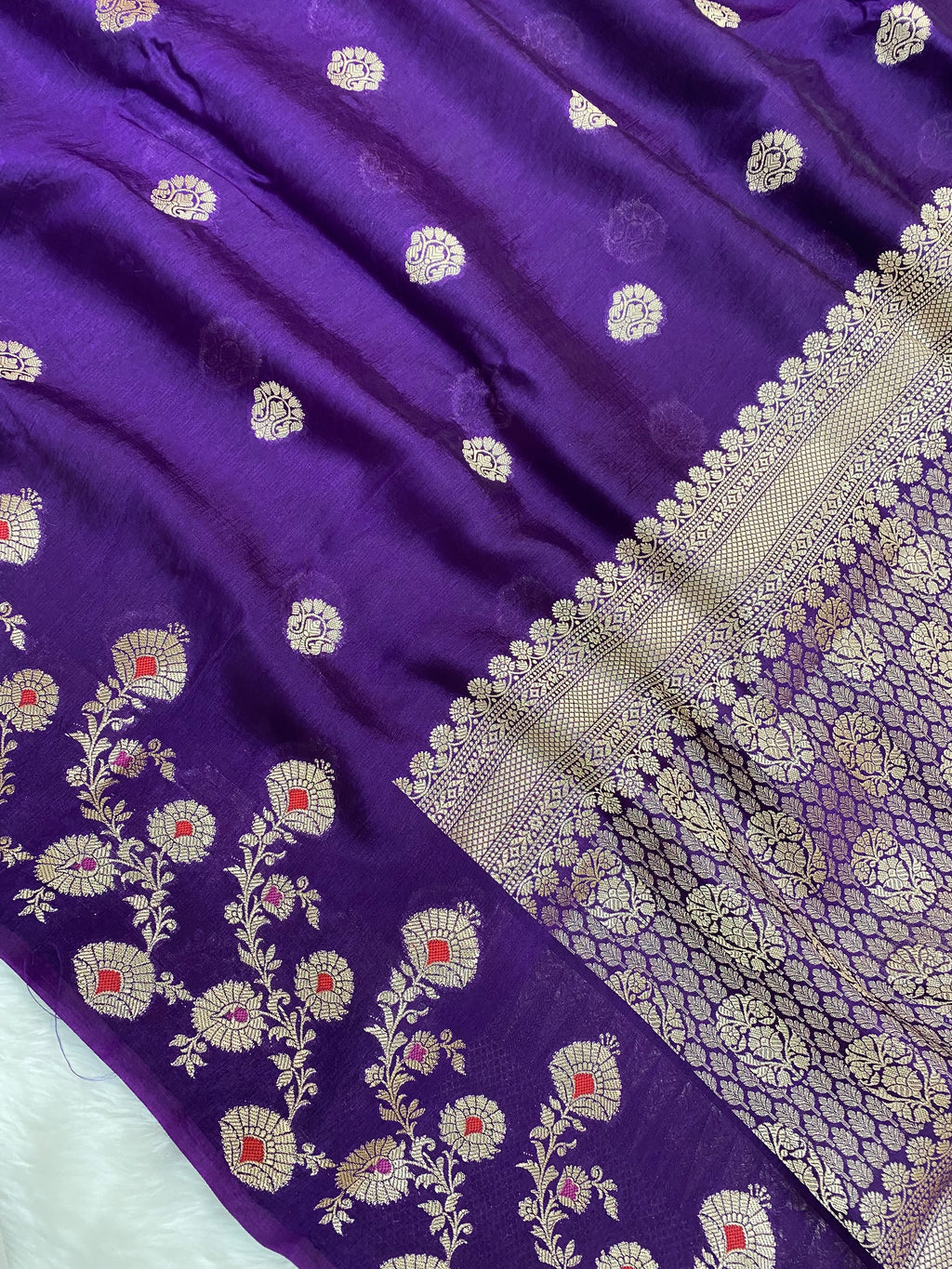 Purple Viscose cotton Banarasi Saree