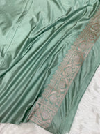Sea Green Mashru Silk Banarasi Saree with buta