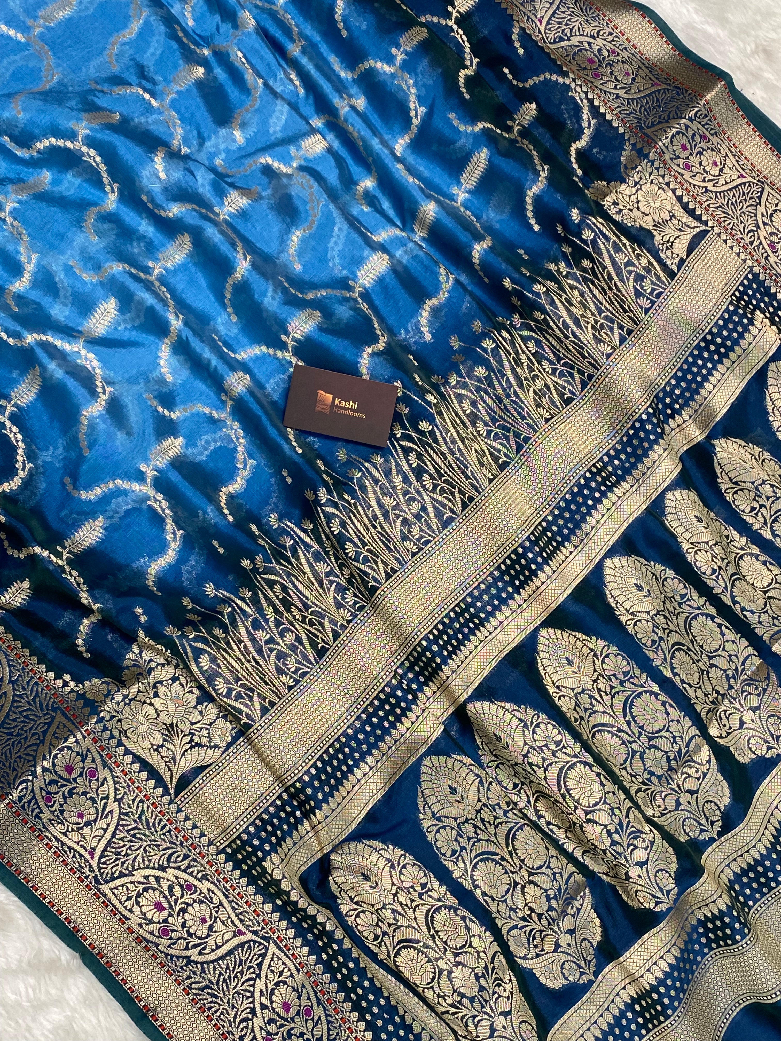 Semi Raw Mango 3D color Banarasi Saree |Very Light Weight