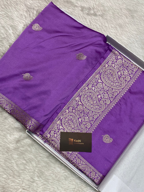 Lavender mashru silk banarasi saree