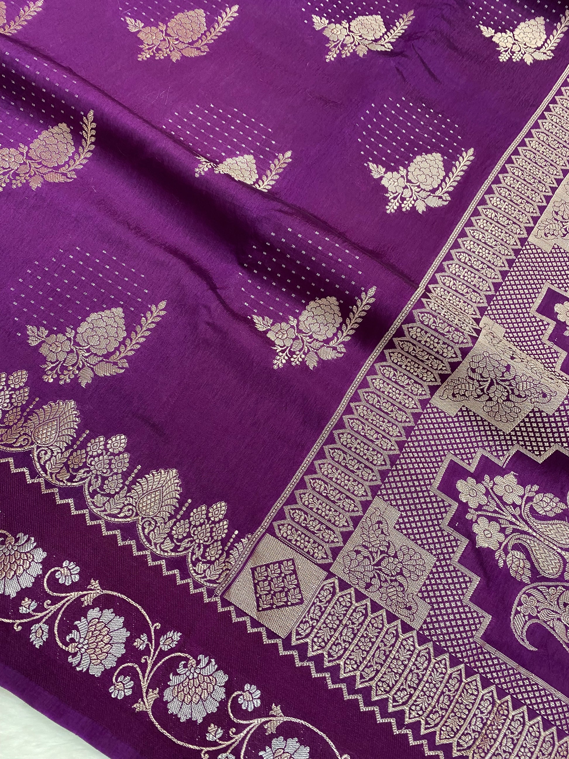 Magenta Viscose Banarasi Saree