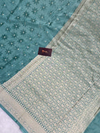 Tanchui Sea green pure viscose silk banarasi saree