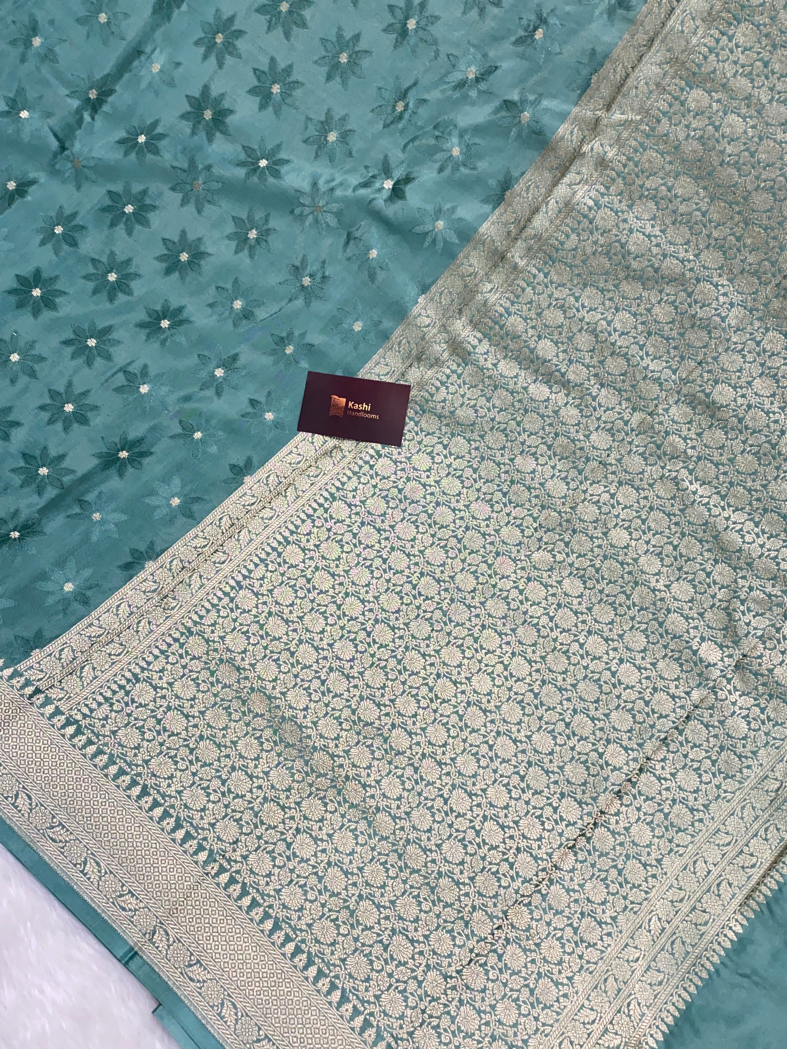 Tanchui Sea green pure viscose silk banarasi saree