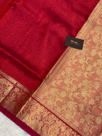 Red dhoop chaw tissue banarasi silk saree