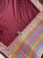 Wine Mashru Silk Banarasi Saree