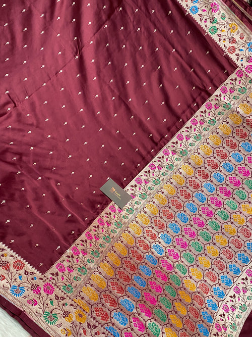 Wine Mashru Silk Banarasi Saree