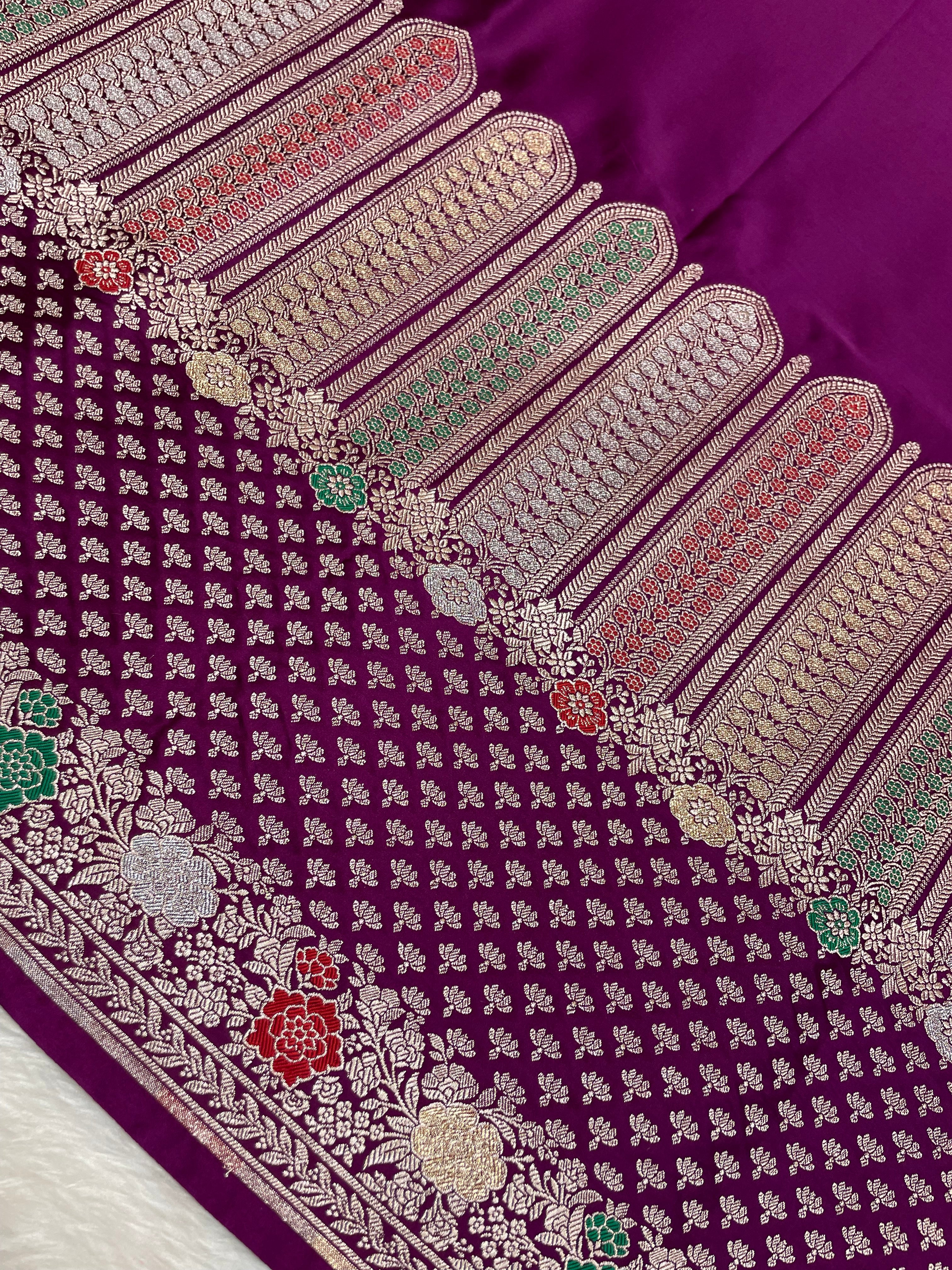 Magenta Mashru Silk Banarasi Saree
