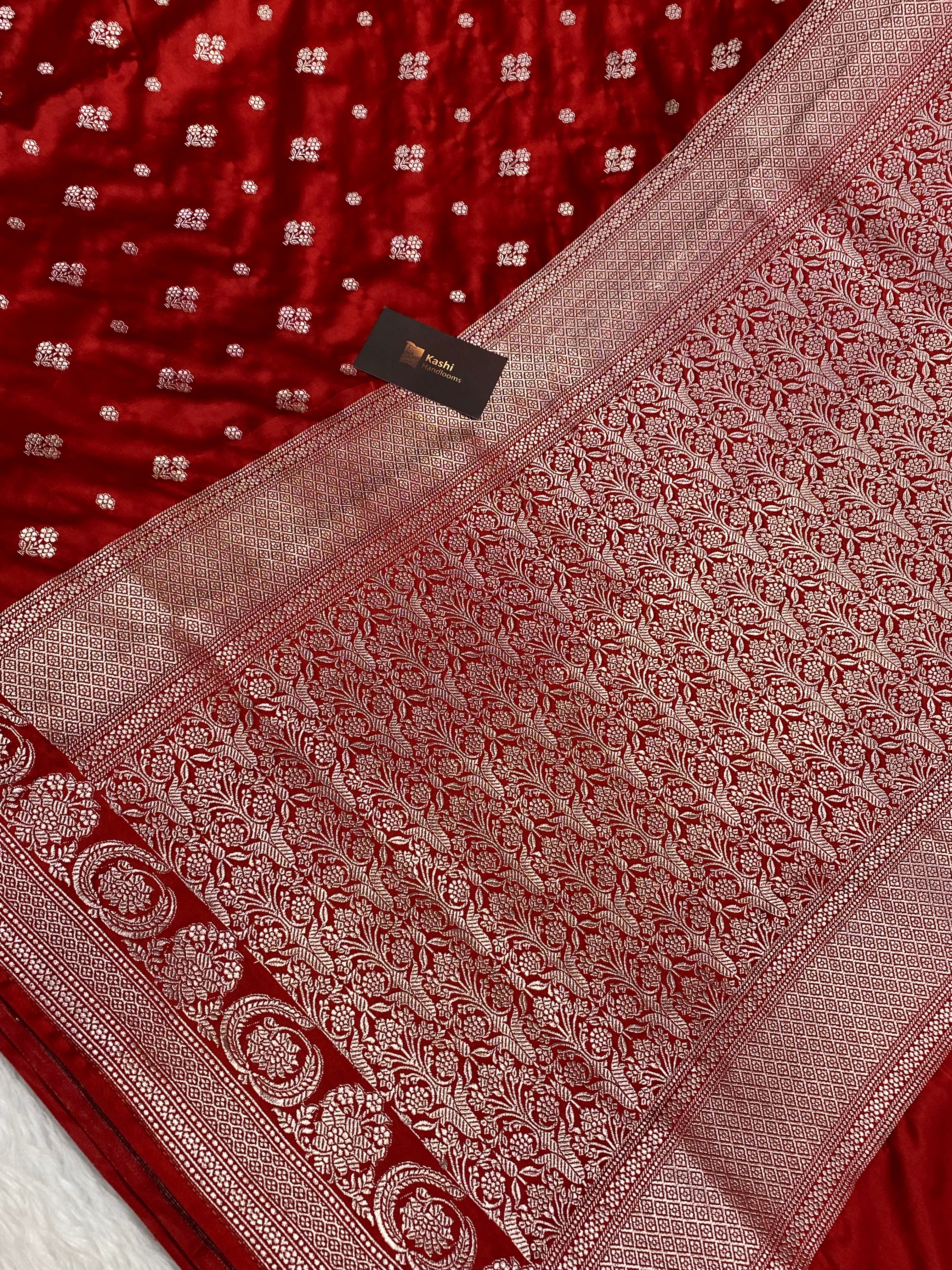 Bridal Red mashru silk banarasi saree