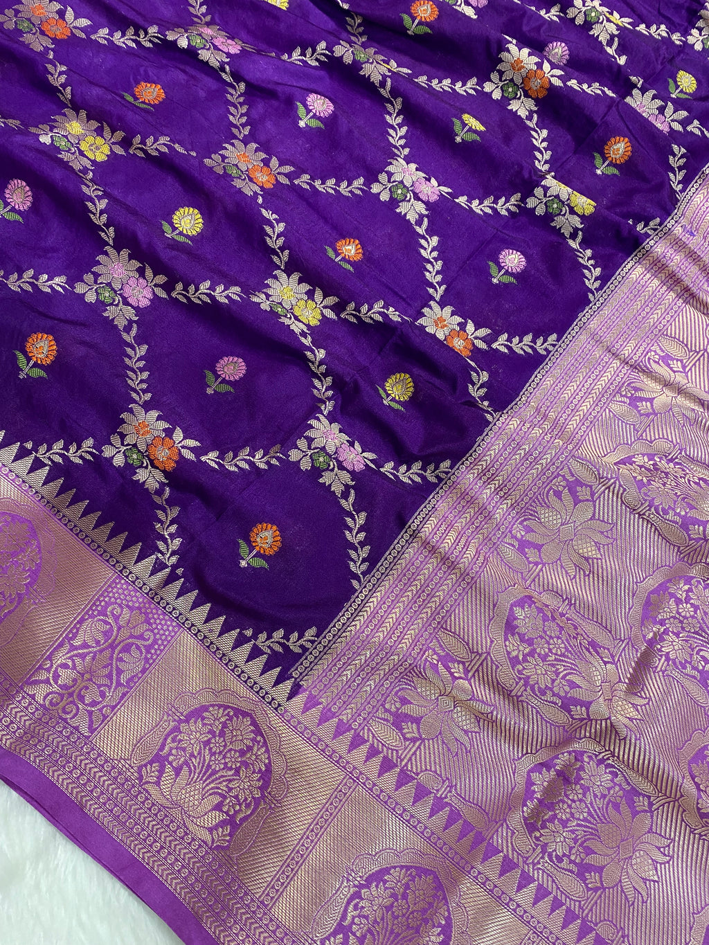 Purple Katan Silk Banarasi Saree