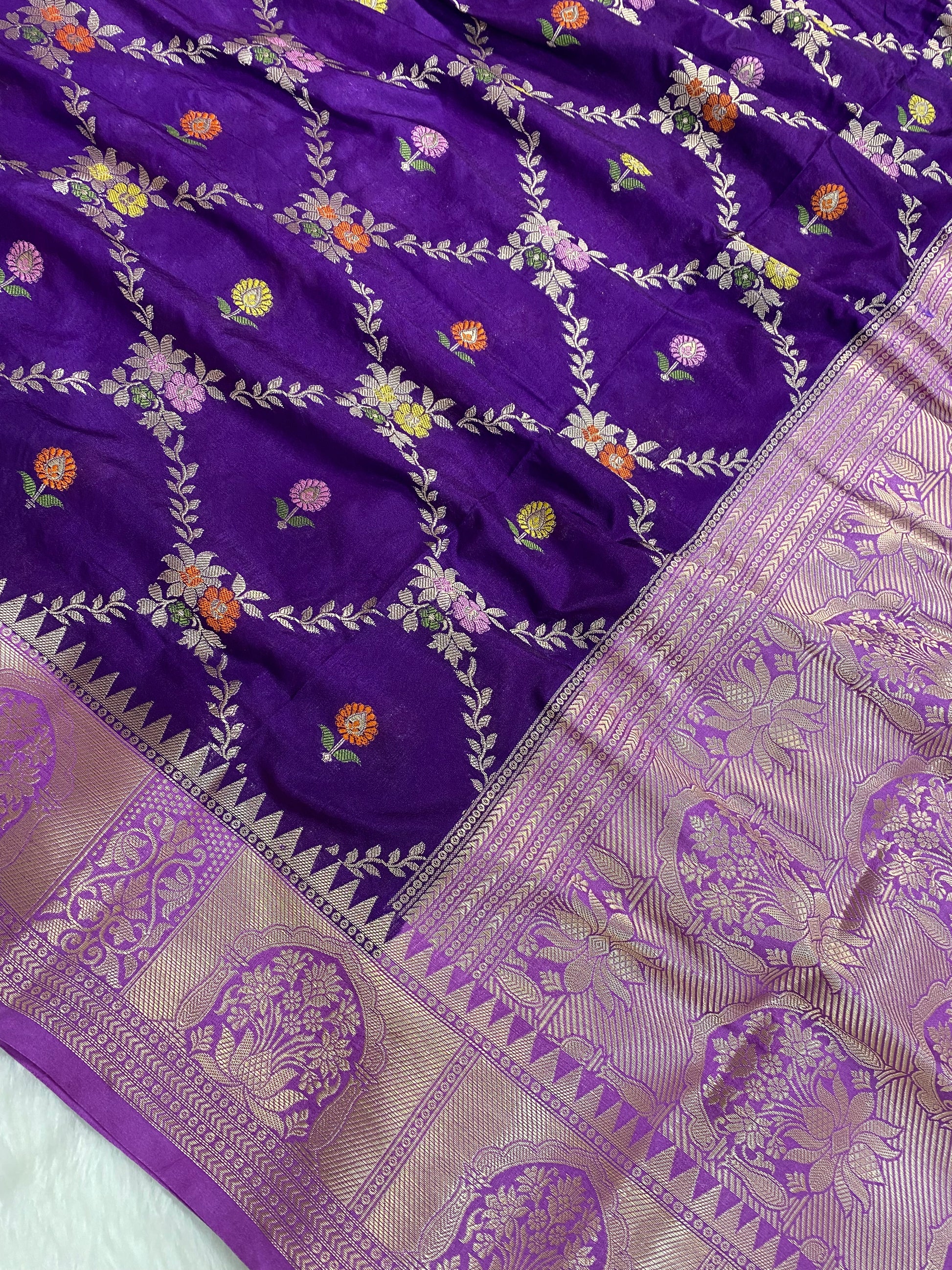 Purple Katan Silk Banarasi Saree