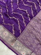 Purple semi Raw mango Banarasi Saree