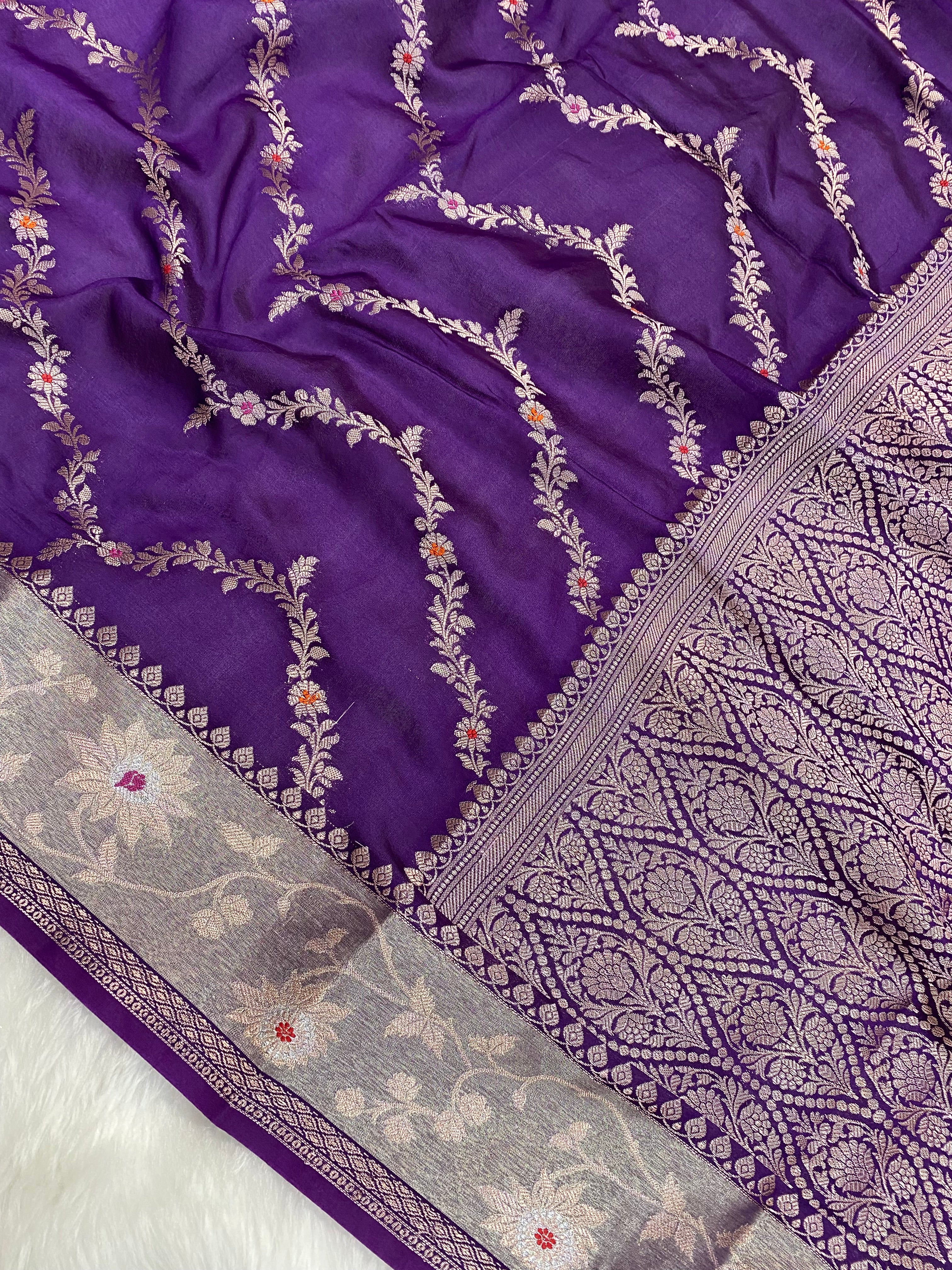 Purple Raw Mango Banarasi Saree