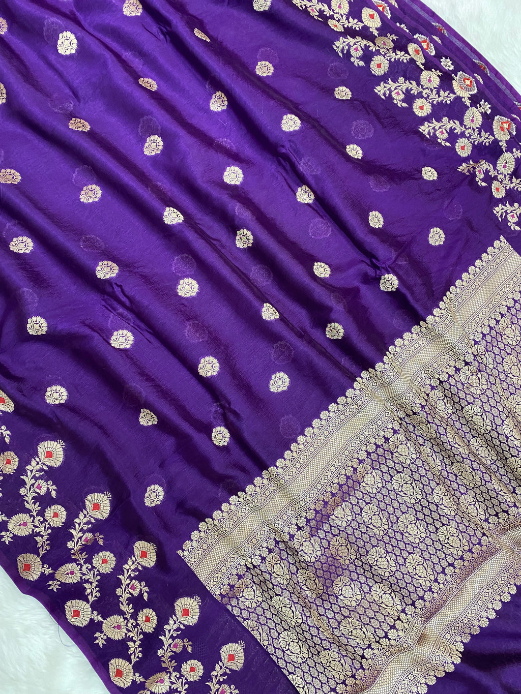 Purple Viscose cotton Banarasi Saree