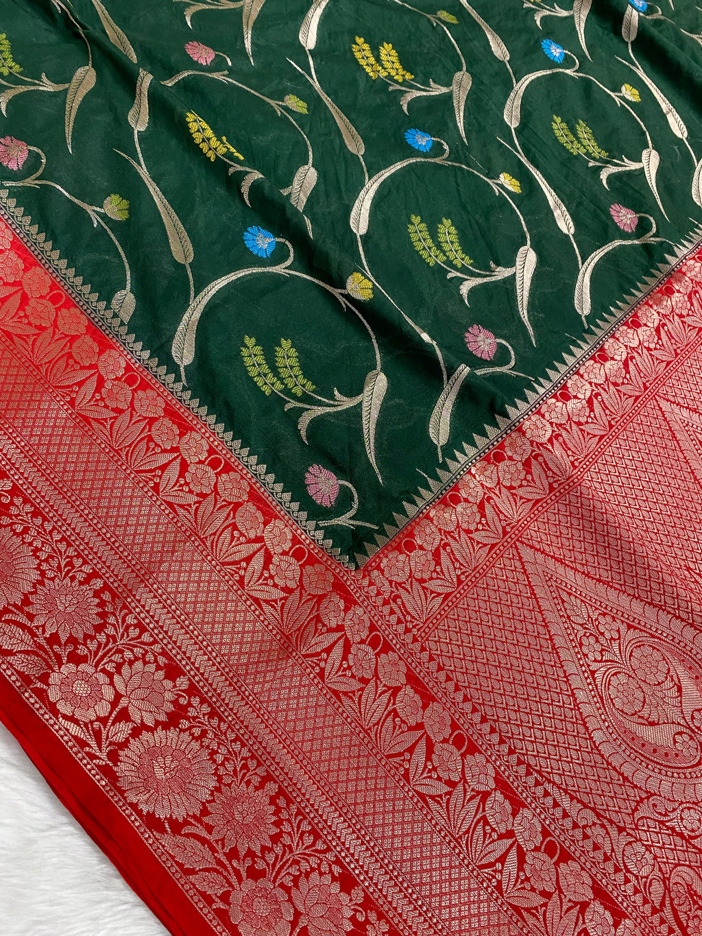 Green Katan Silk Banarasi Saree