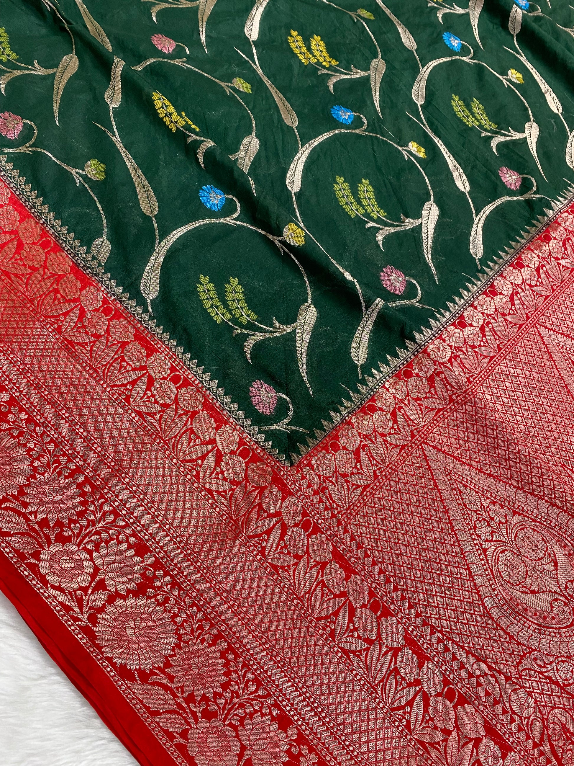 Green Katan Silk Banarasi Saree